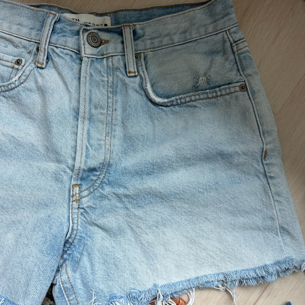 Zara High Rise Denim Shorts 4